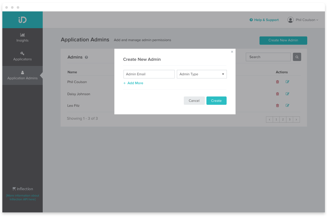 VerifiediDAPI Customer Dashboard Create New Admin