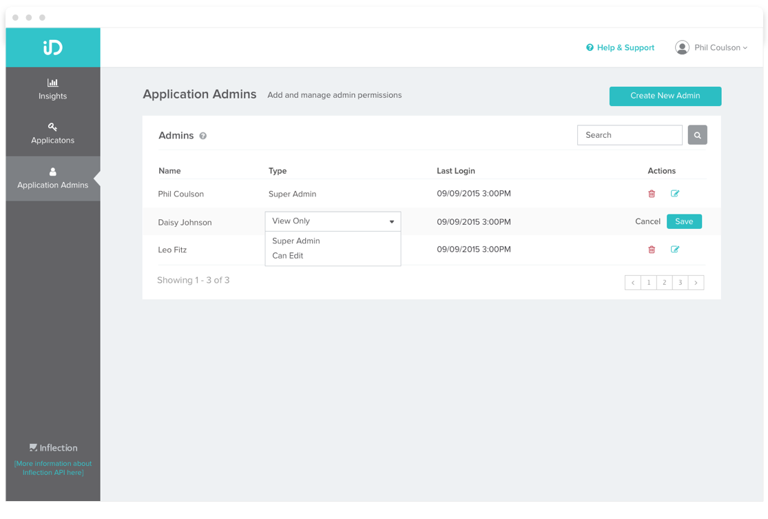 VerifiediDAPI Customer Dashboard App Admins Manage