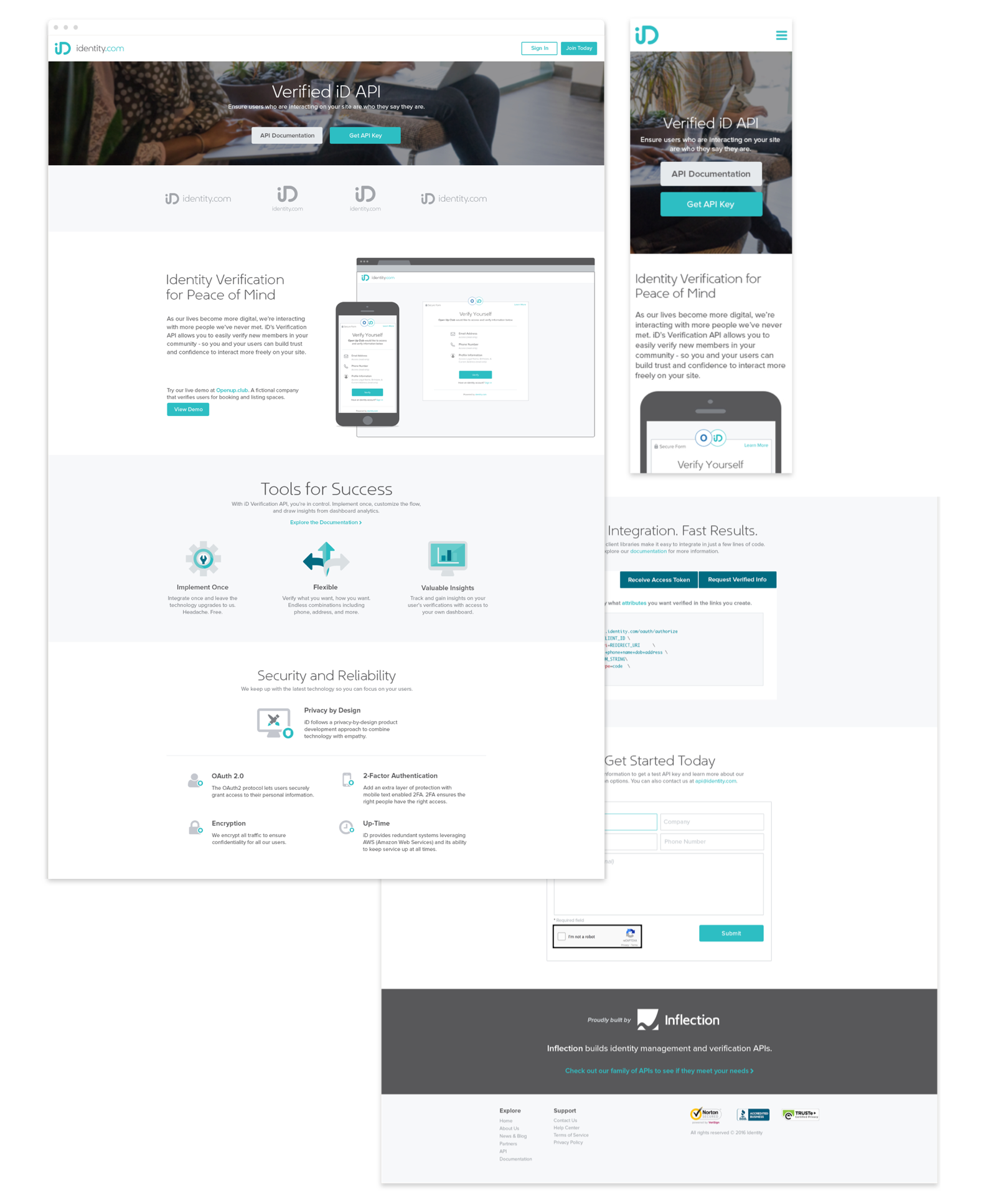 Desktop and Mobile Marketing Landing Page for the iD Verified API Offering